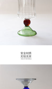 创意中古彩色香槟杯家用小清新高脚红酒杯葡萄酒杯复古甜酒杯子