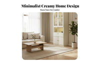 Minimalist Design Arched Glass Door Cabinet Modular Combination Arched Curio Cabinet Built-in LED Lighting Bookcase for Book Lovers, Interior Design Enthusiasts, Homeowners, Living Room, Home Office, Kitchen