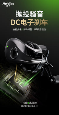 Huidiao Baitcasting Reel Combo with Two Rod Tips, Carbon Rod, Gun Handle, Casting Reel