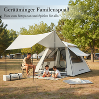 Jiangyu Outdoor Camping Tent with Tarp, Portable Folding 2-in-1 Shelter for Overnight Camping