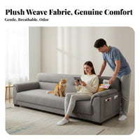 Straight-Line Settee Latex Filling Sofa Minimalist Design Couch for Pet Owners, Small Space Dwellers, Living Room, Apartment, Lounge Area