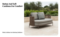 4 Pieces Weather-Resistant Woven Conversation Set long-lasting Frame Outdoor Furniture Thick paddings Patio Seating Easy to Clean for Business Owners, Families, Homeowners, Terrace, Sunroom, Backyard, Balcony