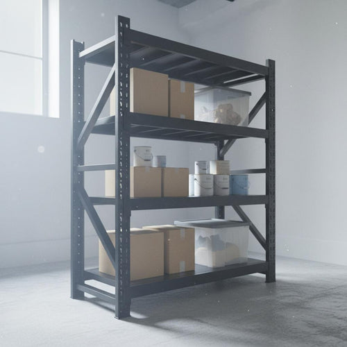 Multi-Layer Storage Rack Construction Heavy Duty Steel Shelf Easy Assembly Heavy Duty Metal Shelving for Balcony, Warehouse, Basement