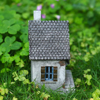 Gray Garden House Statue Outdoor Decoration Miniature Cottage Decor for Patio