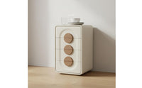 Solid Wood Board Construction Cream Accent Cabinet Multi-Functional Wooden Storage Organizer Long-Lasting and Stable Freestanding Accent Cabinet Effortless Sliding Drawers for Families, Dining Room, Bedroom