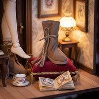 BJD Doll Boots PU Leather Brown Suede Doll Boots Wear Resistant Miniature Toy for Display