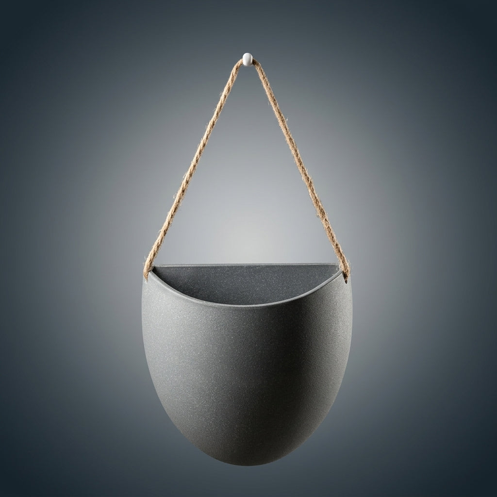 Plant Pots and Hanging Basket for Indoor Plants, Melamine Hanging Plant and Wall Planter with Rope, Fence Hanging Planters, 12cm x 12cm Size