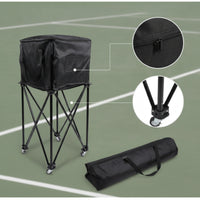 Folding Ball Storage Cart Collapsible Ball Hopper with Wheels Foldable Pickleball Cart Heavy Duty for Coaches