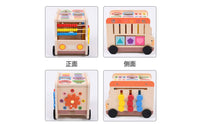 Multifunction Push Toy Early Learning Wooden Activity Car Educational Wooden Shape Sorter Toy for Young Children, Preschoolers, Home Play