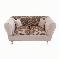 Miniature Leopard-Print Sofa Cushioned Jewelry Box Upholstered