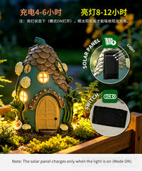 创意氛围庭院青藤小树屋造型树脂工艺品花园太阳能摆件家居布置
