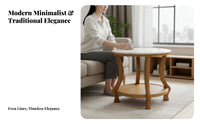 New Chinese Aesthetic Marble-Top Side Table Modern Design Mixed-Material Side Table Minimalist design theme Household Furniture Sturdy Construction for Apartment Dwellers, Interior Designers, Living Room, Bedroom, Entryway, Reception Area