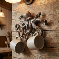 Cast Iron Sea Creature Hook Distressed Finish House Decor Rustic