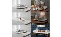 Oval Serving Tray Smooth Mirror Finish Tray with Rim Low Profile Oval Serving Platter for Afternoon Tea, Home Entertaining