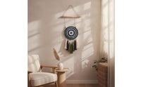 Woven Wall Art with Beads Bohemian Boho Wall Hanging with Wood Rod Lightweight Tapestry for Bedroom, Entryway