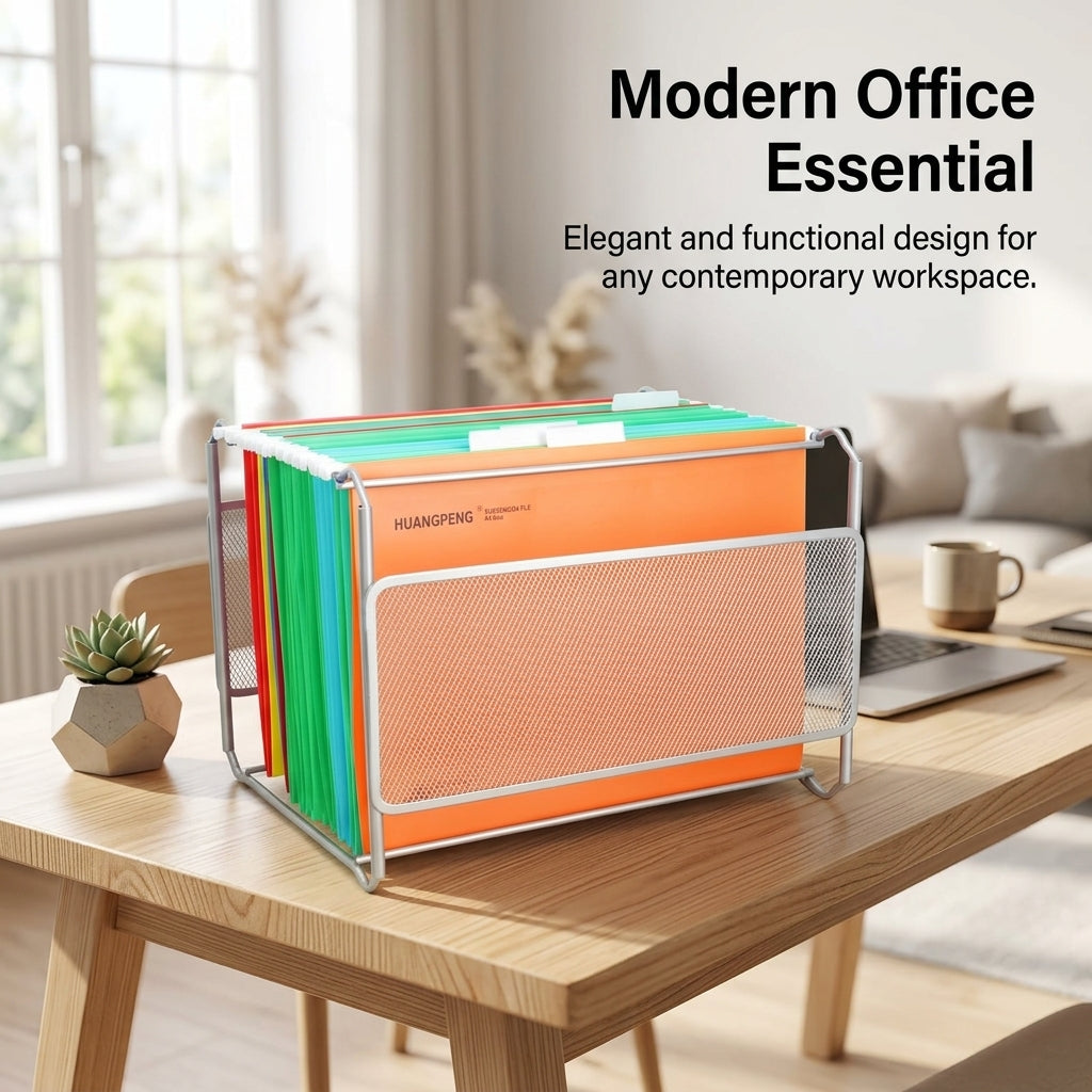 Metal Mesh File Organizer Wall Mounted, A4 Rack for Students, Paper Management Tray, Workspace Organization Holder, Iron Frame