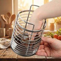 Rotating Utensil Holder and Cutlery Drainer, Stainless Steel 3 Compartment Storage Rack, Countertop Utensil Drainer and Space Saving Sink Tidy