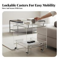 2-Tier Rolling Trolley Multi-Functional 2-Tier Wheeled Organizer for Living Room