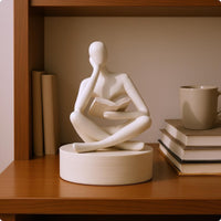 Reading Figurine Pedestal Base Book Figurine Resin for Desk