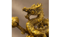 Dragon Sculpture Copper Dragon Statue Gold-Toned Ornament for Collectors