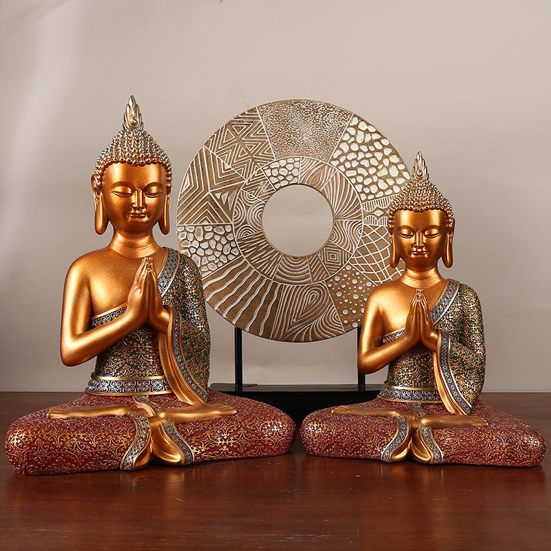 Large Thai Buddha Statue Resin Figurine for Southeast Asian Decor