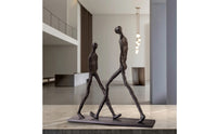 Matte Black Walking Figures Sculpture Minimalist Sculpture with Base Modern Metal Statue Abstract for Interior Designers, Entryway Table, Bookshelf, Office Desk