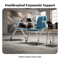 Folding Training Chair with Tablet Writing Surface Space-Saving Design Office Furniture Firm Padding Sliding Writing Surfacerest