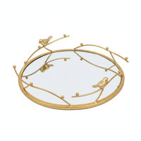 Gold Bird Decorative Tray Nordic Design Acrylic Mirror Storage Tray for Entryway