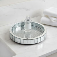 Rotating Makeup Organizer Rhinestone Decoration Rotating Cosmetic Tray Sparkling Design Household Storage for Dresser