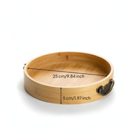 Bamboo round Tray with Handles Round Bamboo Serving Tray Shallow for Homeowners