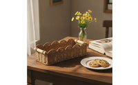 Woven Storage Basket with Handles Portable for Desktop, Bathroom Shelf