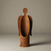 Rusted Metal Angel Holder Memorial Gift Candlestick for Christmas, Wedding