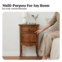 Single-Drawer End Table Hand-Painted Nightstand Distressed Finish for Homeowners