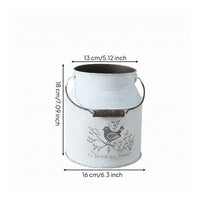 Decorative Iron Pail Distressed Finish Rustic Metal Pail