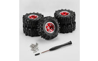 RC Car Wheel and Tire Assembly Aluminum Alloy RC Wheel with Rubber Tire Wear-Resistant for 1/30   SCX30