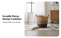 Lidded Woven Basket adaptable Laundry Hamper Breathable Design for Bathroom