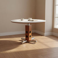 Sintered Stone Dining Table Scratch-Resistant Round Dining Table Home Furniture Space-Saving for Cafe