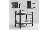 Metal Bunk Bed with Mattress Space-Saving Metal Bunk Bed with Ladder Black for Students, Roommates, Dormitory, Hostel, Shared Bedroom