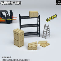 1:64 Warehouse Accessory Set Shelf Miniature Garage Display Scene Model Repair Tool Ladder