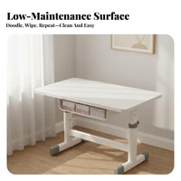 Activity Desk Adjustable Learning Table Ergonomic Student Desk with Storage Children's Desk and Chair Set Engineered Wood Waterproof Finish Suitable for Children and Teenagers Study Room