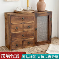 日式桌面储物柜带抽屉带门大容量化妆品办公文具收纳盒跨境货源