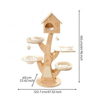 Treehouse Feline Climbing Structure Cushioned Perch Wooden Feline Furniture Gabled Roof Animal Furniture