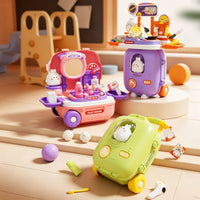 Pretend Travel Suitcase Play Set Portable Toy Suitcase with Wheels for Children, Toddlers, Playroom