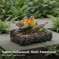 Decorative Bird Feeding Station Realistic Design double birds Log Feeder Weather Resistant Outdoor Bird Feeder for Gardeners, Backyard, Patio