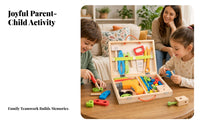 Wooden Toolbox Playset Compartmented Pretend Play Toolbox Wooden Tool Box Toy Rope Handles Pretend Tool Kit Fine Motor Skills
