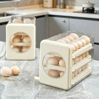 Refrigerator Egg Storage Box with Automatic Rolling Feature