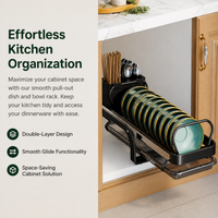 Black Carbon Steel Dish Drying Rack, Matte Pull-Out Dish Rack with Tray, Rust Resistant Dish Drainer for Limited Bench Space