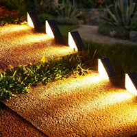 Garden Lights and Outdoor Lights for Solar Lights, 6 Pack of Fence Lights and Stair Lights, Triangular 12 LED Driveway Lights Garden Solar, IP65