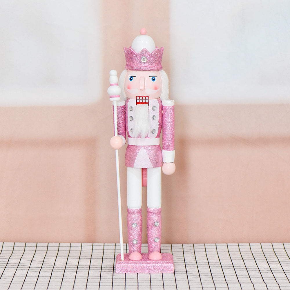 25 New 38cm Pink Glitter Nutcracker Solid Wood Decorative Puppet Gift