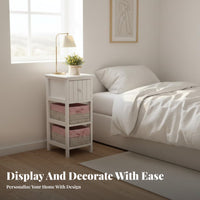 Narrow Rattan Nightstand Space-Saving Side Cabinet Minimalist and design for Students